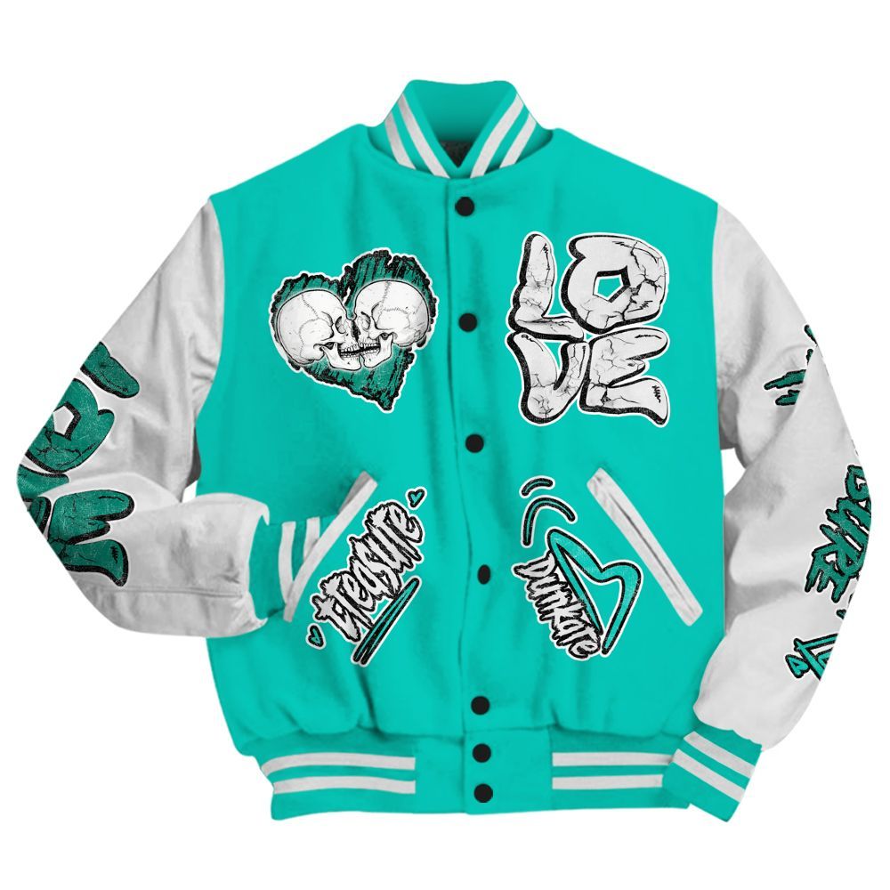 Varsity Jacket To Match Dunk Low Clear Jade - Skull Bear All Over Print