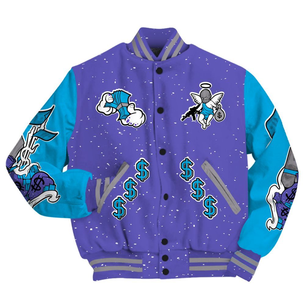 Varsity Jacket To Match Retro Aqua 8s - Ones Move In Silence All Over Print