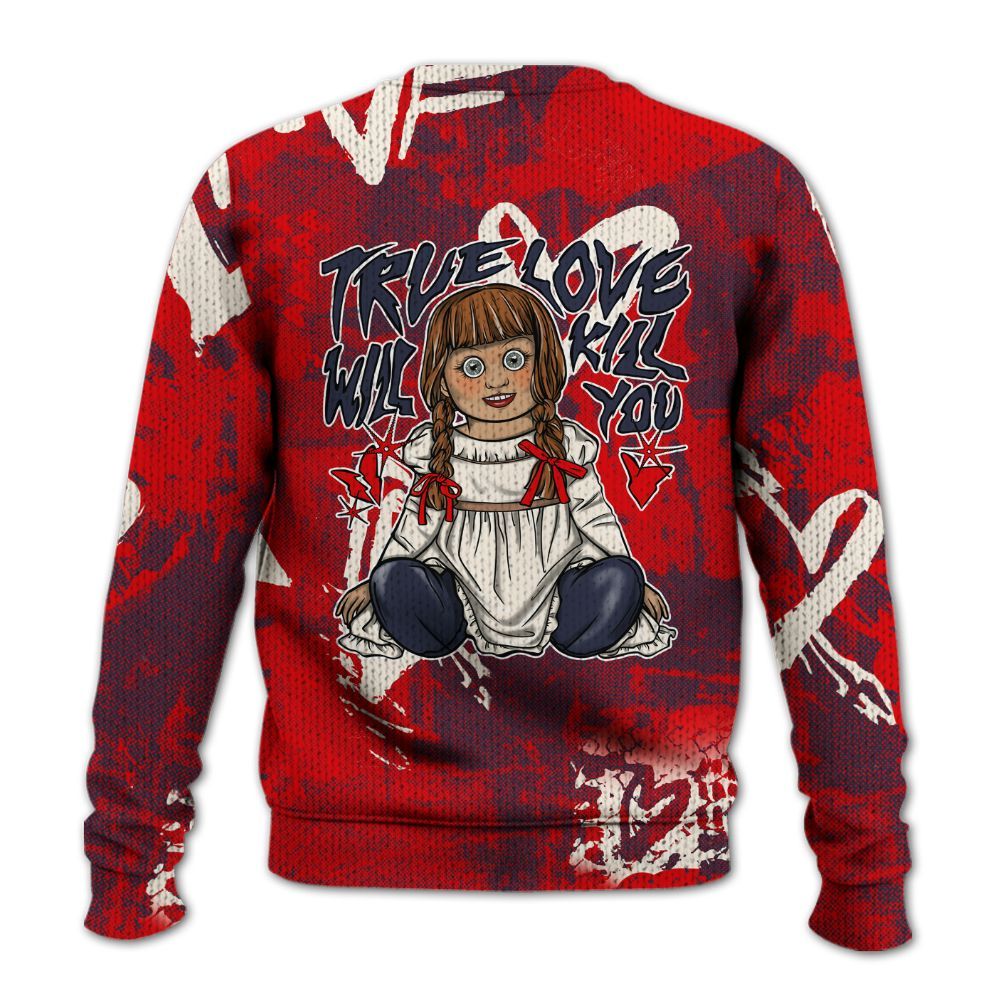 Knitted Sweater To Match Low OG Howard University 1s - Genuine Loves Bear Heart Grunge