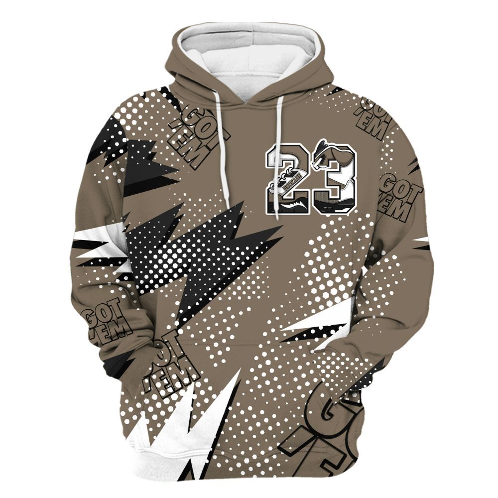 Hoodie To Match Low OG Dark Mocha 1s - Custom Name Number 23 5s All Over Print