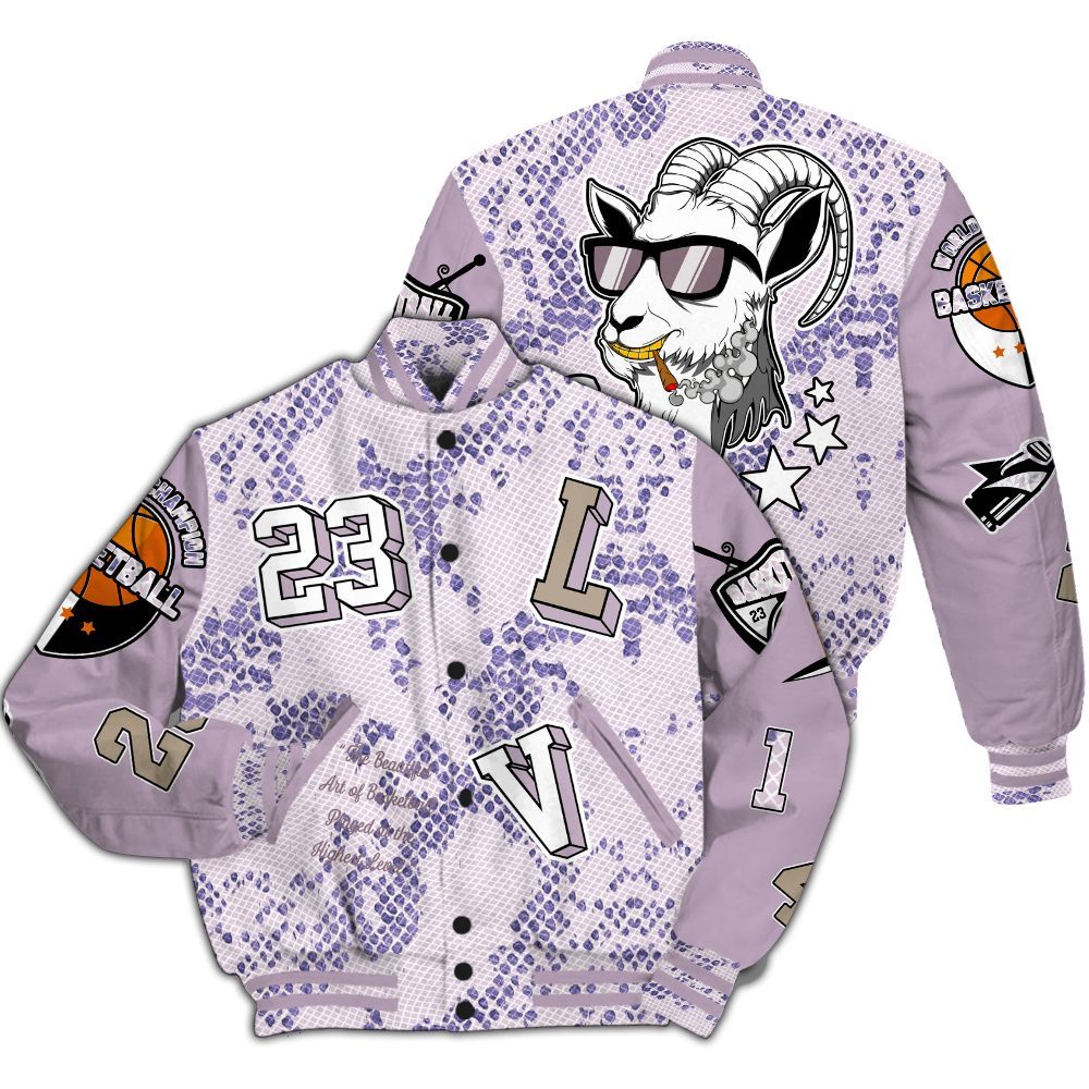 Varsity Jacket To Match Air Force 1 Low Purple Snake - The GOAT Got Em Retro Graphic All Over Print