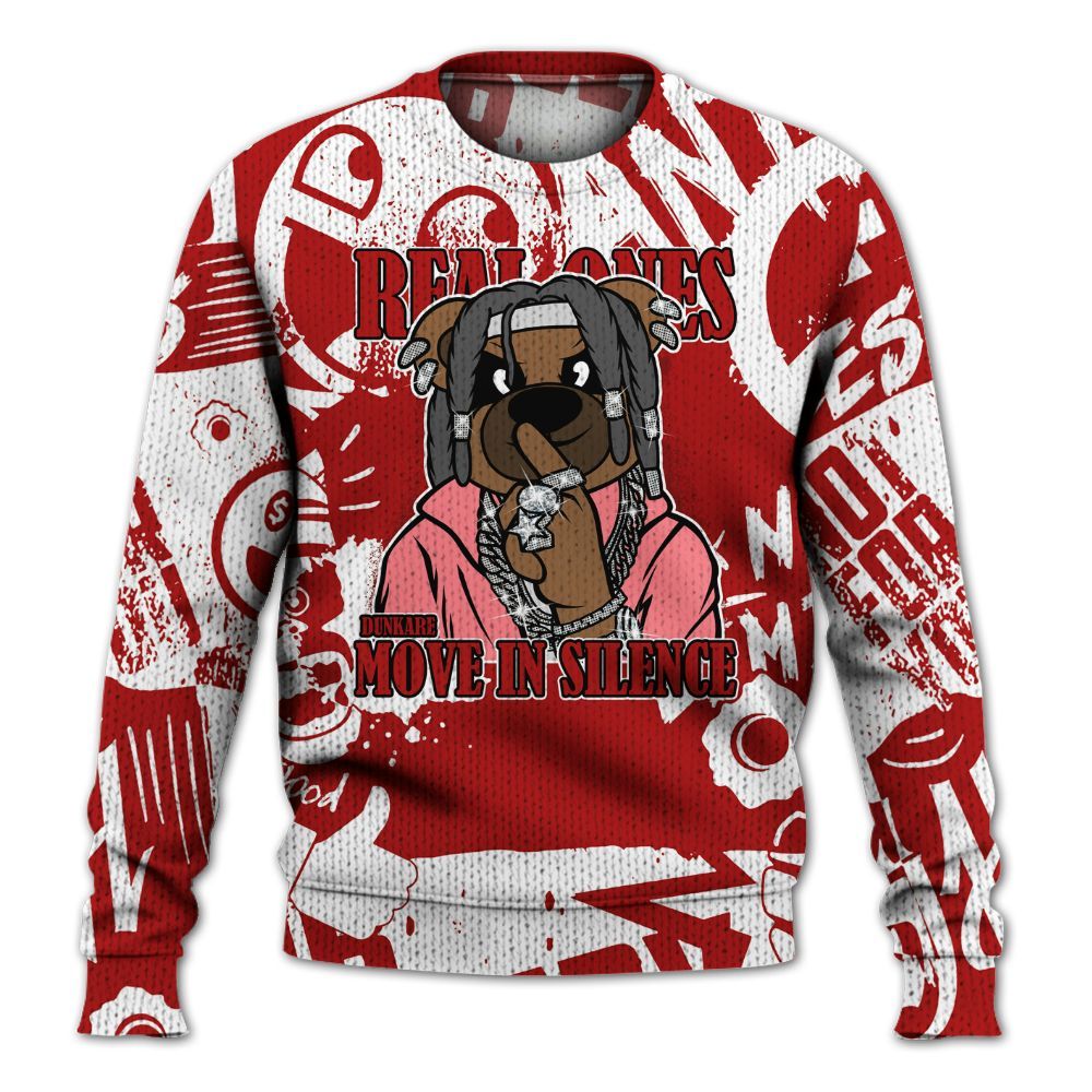 Knitted Sweater To Match Red Taxi 12s - Silent Achievers Bear Monogram Graffiti