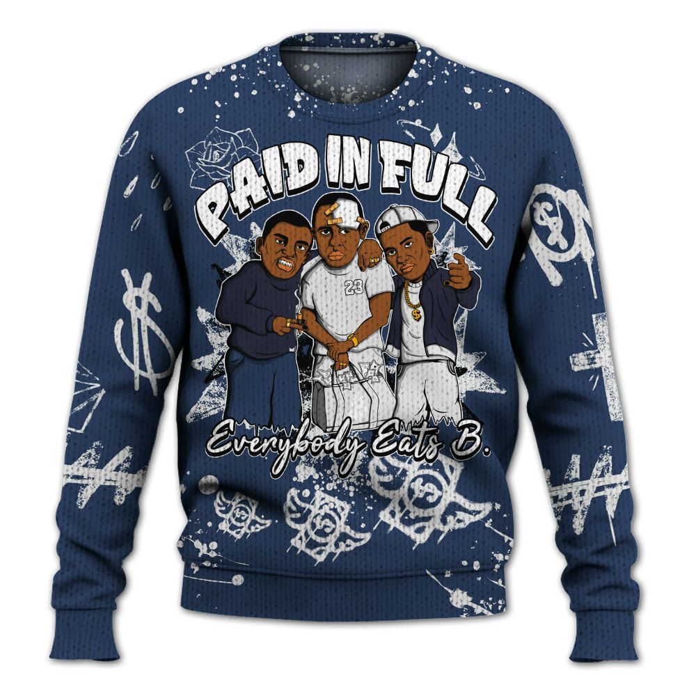 Knitted Sweater To Match Low 85 Metallic Blue 1s - Everybody Paid In Full Crayon