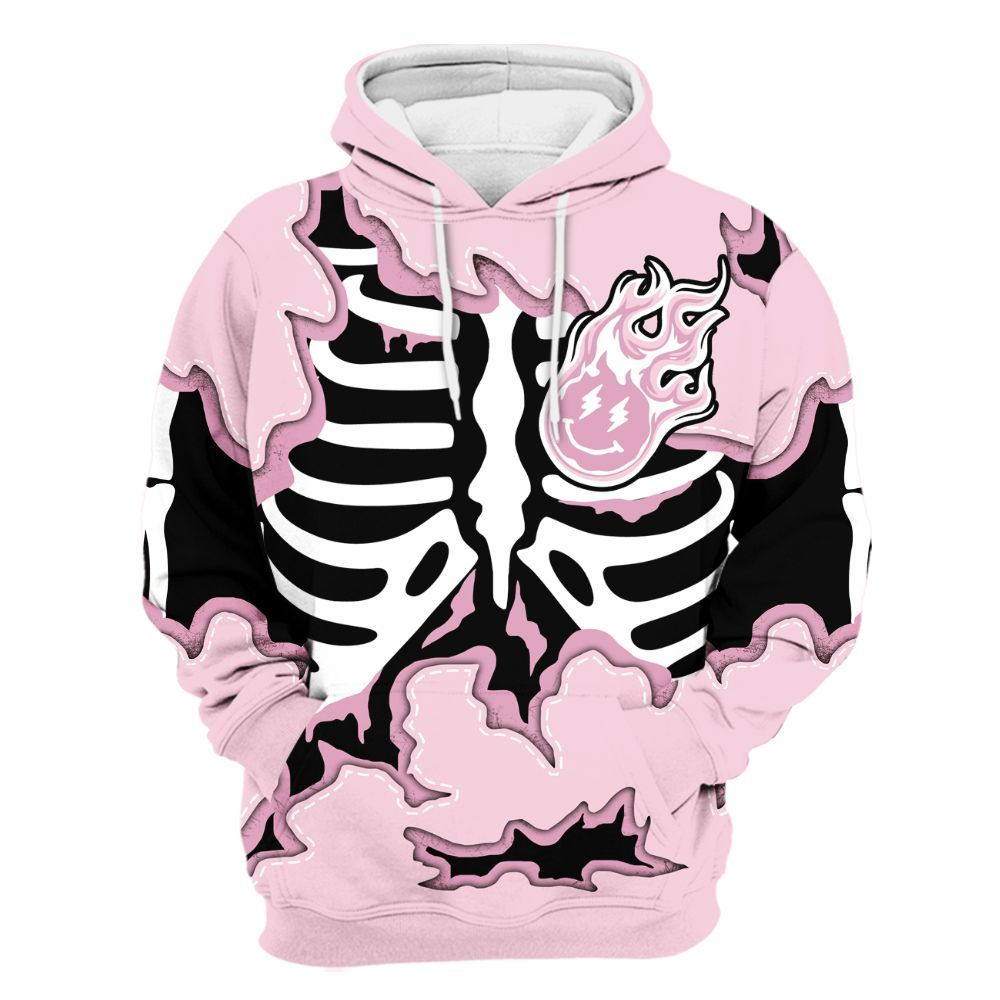Hoodie To Match Orchid 4s - Skeleton Smiley Face All Over Print