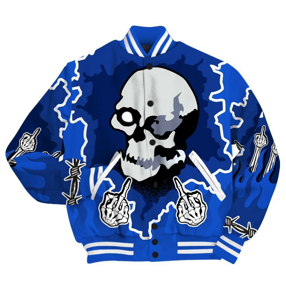 Varsity Jacket To Match Air Foamposite One Royal - F Around Find Out Graphic Trapped All Over Print