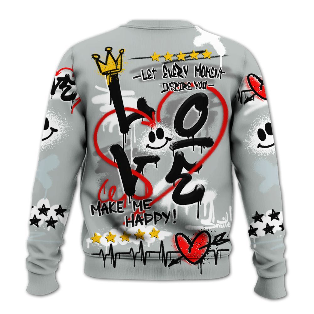 Sweatshirt To Match Black Wolf Grey 12s - Happy Love Beats Graffiti Streetwear All Over Print