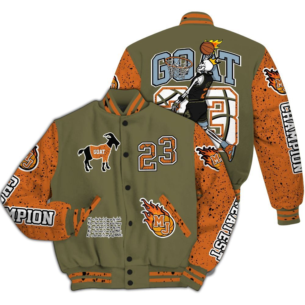 Varsity Jacket To Match Olive 5s - 23 G.0.A.T Jump Up Basketball All Over Print