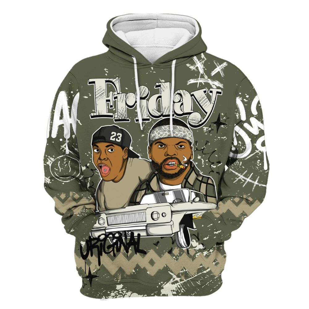 Hoodie To Match Low OG Medium Olive 1s - Friday Sneaker Crayon All Over Print