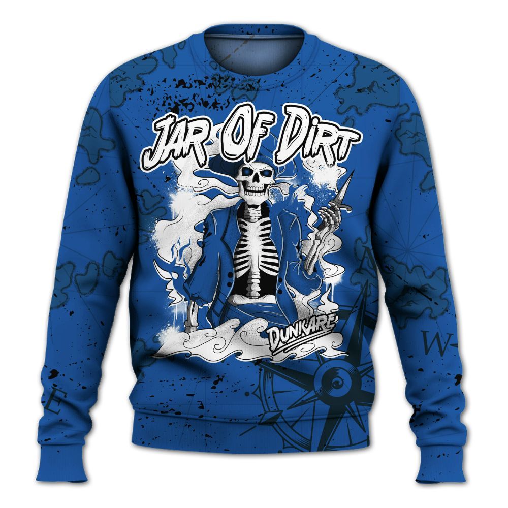 Sweatshirt To Match Low Space Royal 11s - Skeleton Jar Of Dirt Retro All Over Print