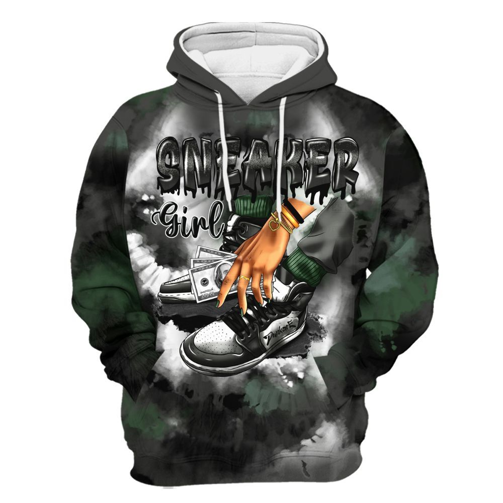 Hoodie To Match Dunk Low Skateboards Black - SNEAKER Girl Money Drip Tie Dye All Over Print