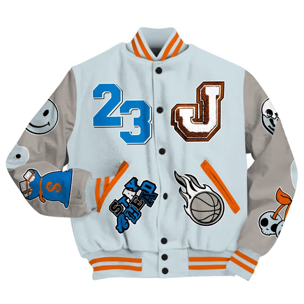 Varsity Jacket To Match Retro High OG Alaska 1s - Hustles Money Number 23 All Over Print