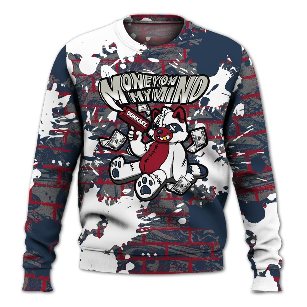 Sweatshirt To Match Navy Blue 2024 6s - Money On My Mind Raccoon Brick All Over Print