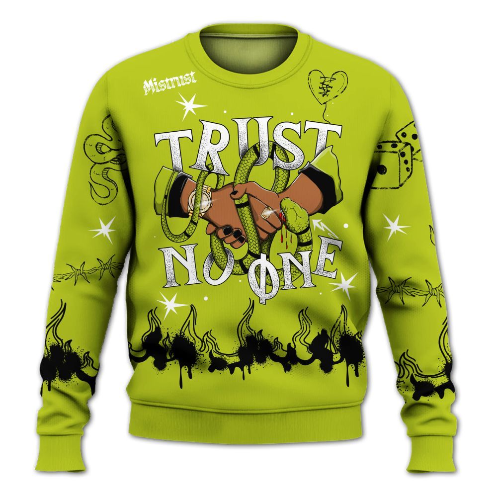 Sweatshirt To Match Bright Cactus 13s - Trust No One Snake-Bite Doodle Crayon All Over Print