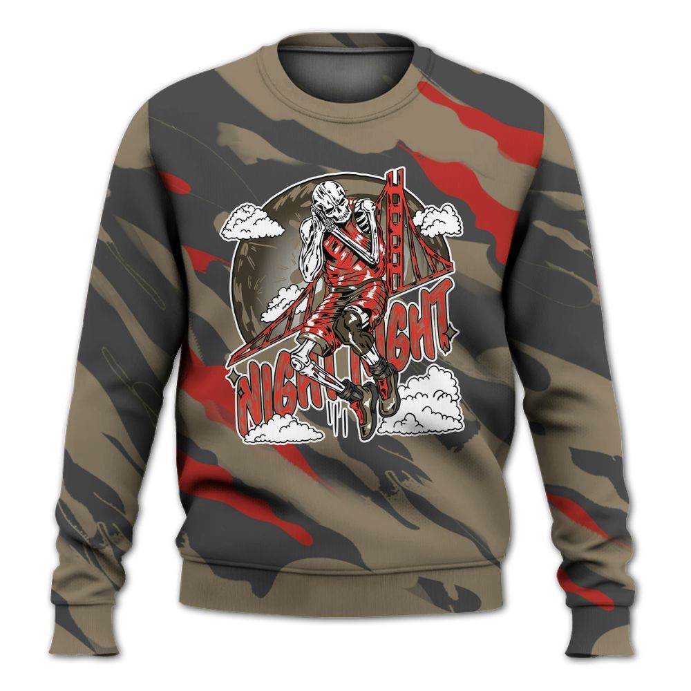 Sweatshirt To Match Olive 9s - Seeya Skeleton Colored All Over Print