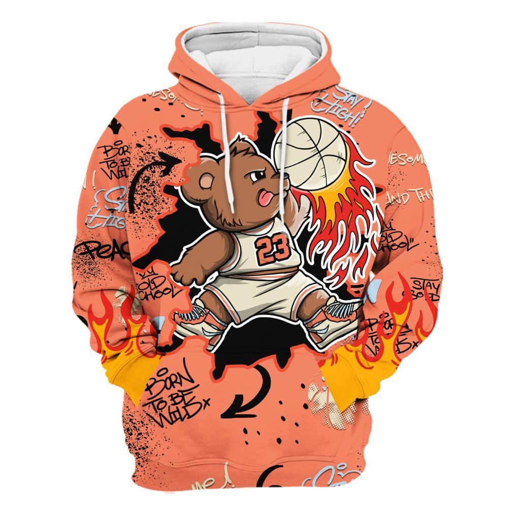 Hoodie To Match DJ Khaled Crimson Bliss 5s - Number 23 Basketball Bear Custom Name All Over Print