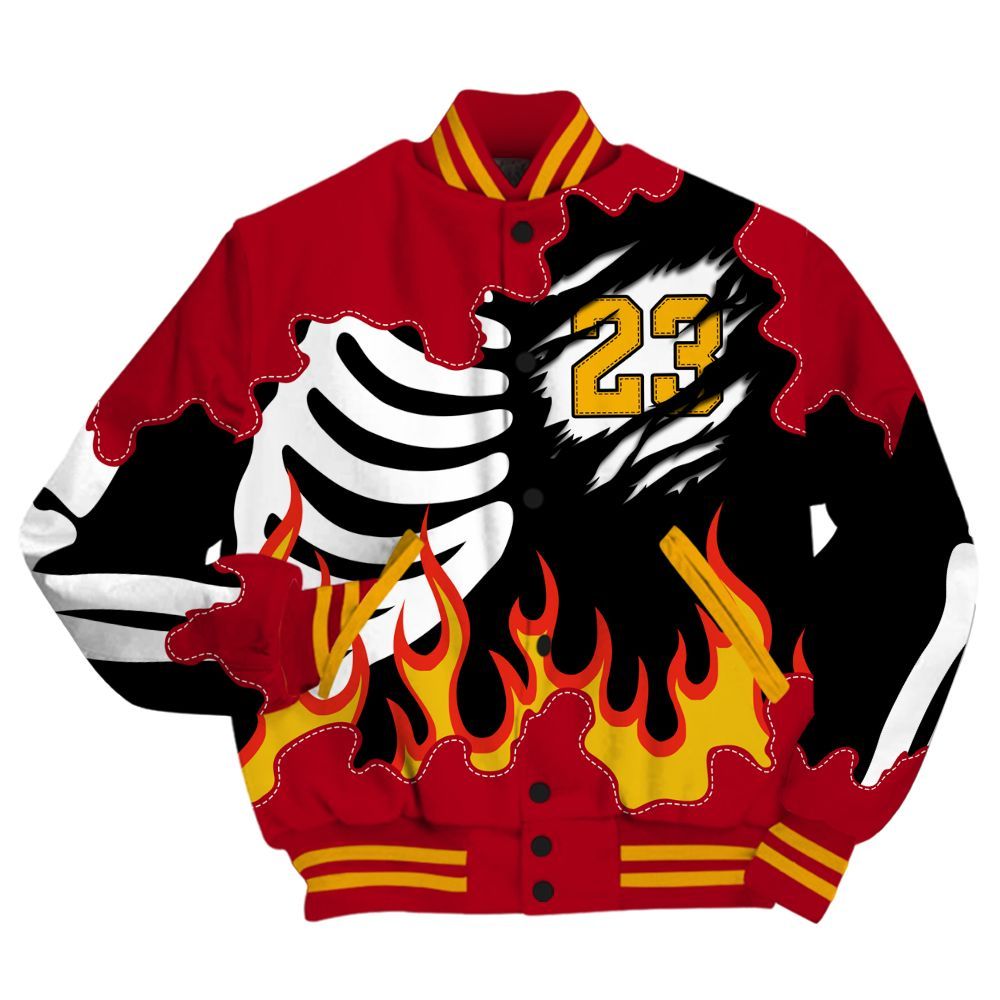 Varsity Jacket To Match Cardinal 7s - Burning Skeleton 23 G.O.A.T All Over Print