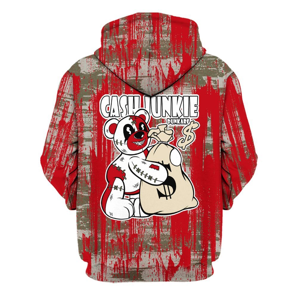 Hoodie To Match Low OG Medium Olive 1s - Cashs Junkie Bear Glitch Art All Over Print