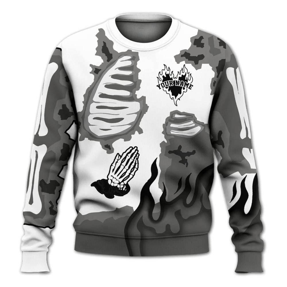 Sweatshirt To Match OG Steel Grey 10s - Dislike Us Graphic Burning Custom Name All Over Print