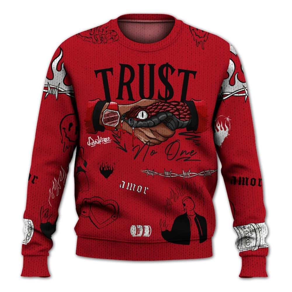 Knitted Sweater To Match Bred Velvet 11s, Trust No One Streetwear