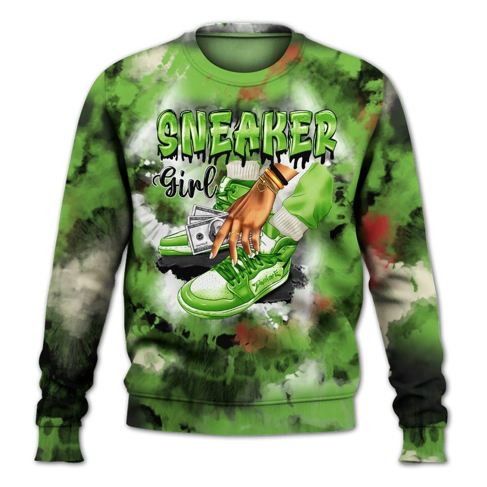 Sweatshirt To Match Air Max Waffle SP Action Green - SNEAKER Girl Money Drip Tie Dye All Over Print