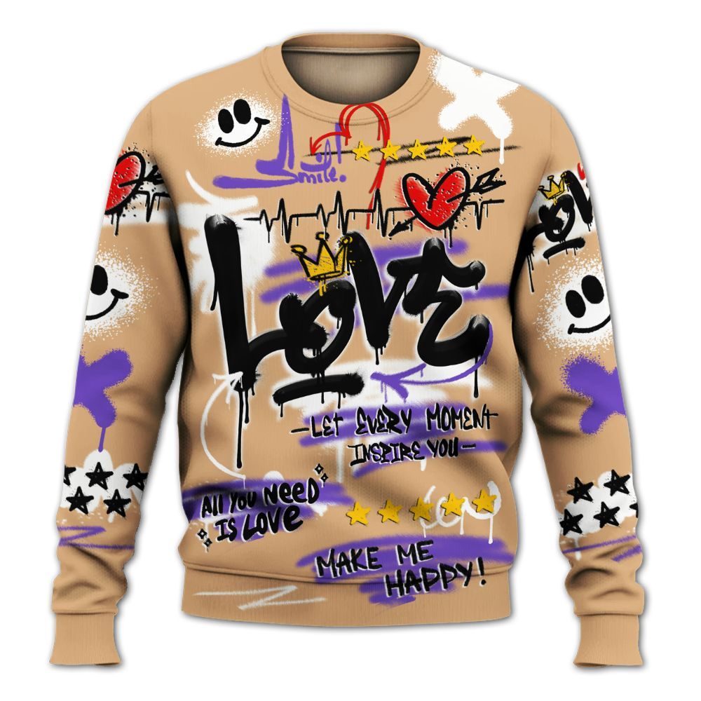 Sweatshirt To Match SE Afrobeats 7s - Happy Love Beats Graffiti Streetwear All Over Print