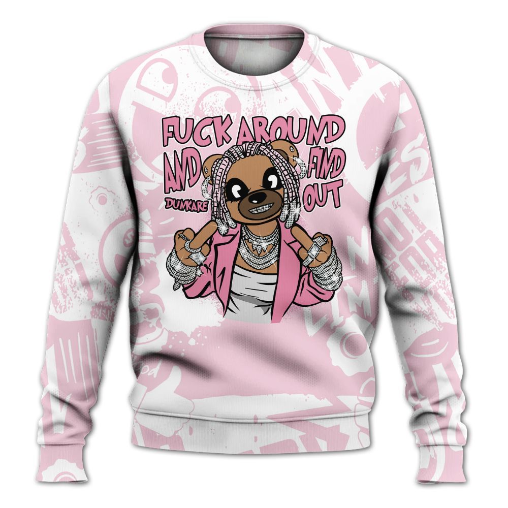 Sweatshirt To Match Orchid 4s - F#ck Around Bear Bear Monogram Graffiti All Over Print