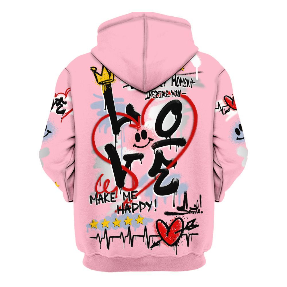Hoodie To Match Retro 35th Anniversary 5s - Happy Love Beats Graffiti Streetwear All Over Print