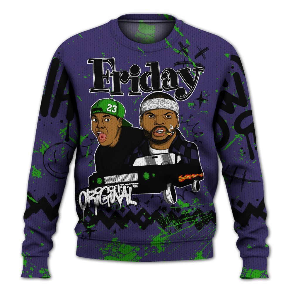 Knitted Sweater To Match Retro Court Purple 13s - Friday Sneaker Crayon