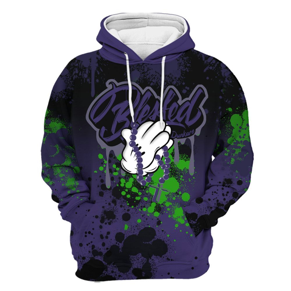 Hoodie To Match Retro Court Purple 13s - God Blessed Ink Drip All Over Print