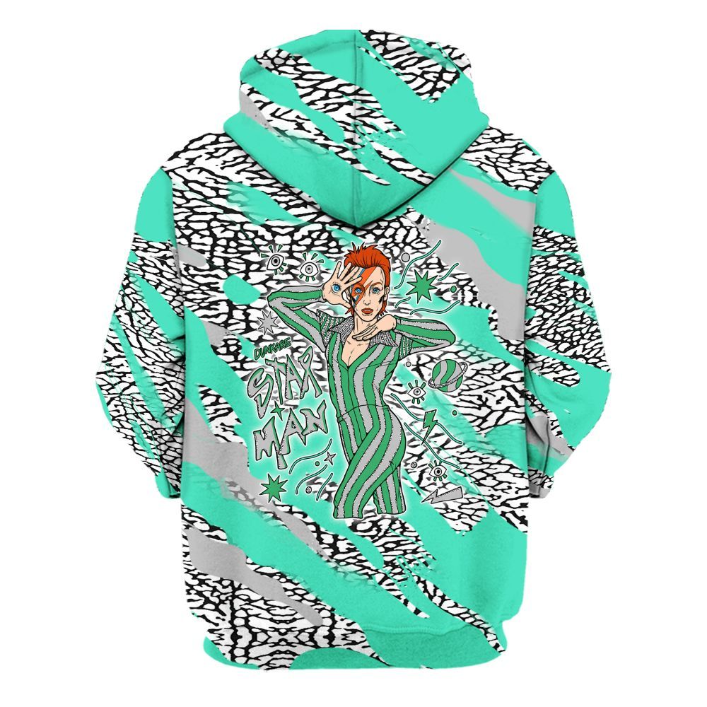 Hoodie To Match Black Green Glow 3s - Starmans Graphics Colored All Over Print