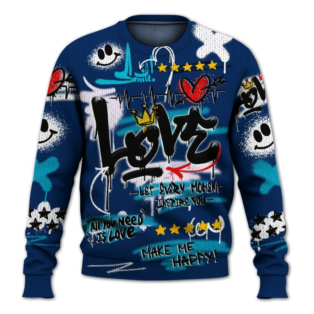 Knitted Sweater To Match Kobe 5 X-Ray - Happy Love Beats Graffiti Streetwear