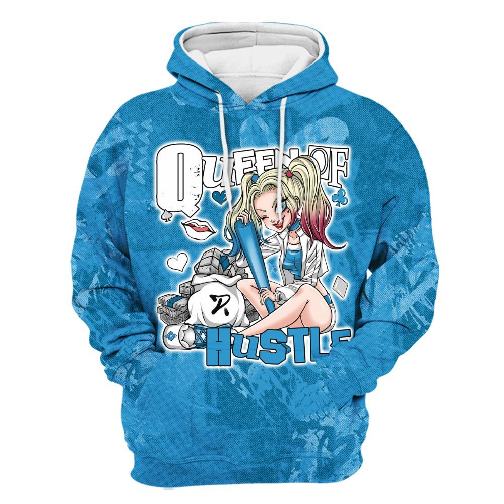 Hoodie To Match Powder Blue 9s - Hustles Quiinn Heart Grunge All Over Print