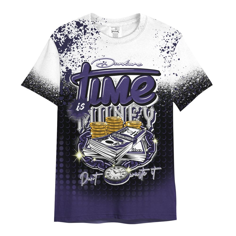 Shirt To Match Retro Court Purple 13s - Halftone Time Is Money All Over Print