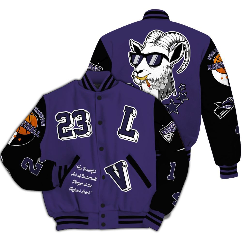 Varsity Jacket To Match Retro Court Purple 13s - The GOAT Got Em Streetwear All Over Print