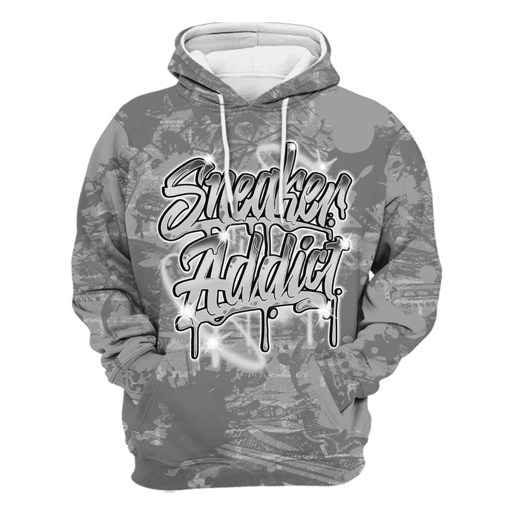Hoodie To Match Black Wolf Grey 12s - Addiction Sneakers Graphic Street Art All Over Print
