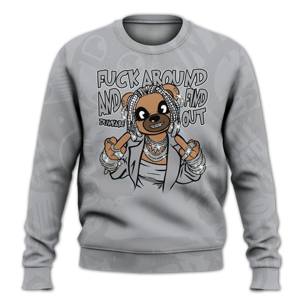 Sweatshirt To Match Low OG Wolf Grey 1s - F#ck Around Bear Bear Monogram Graffiti All Over Print