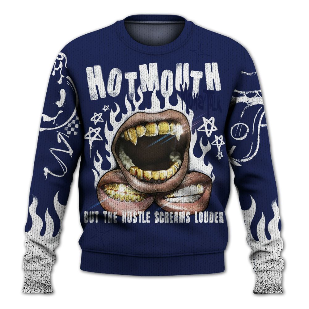 Knitted Sweater To Match Midnight Navy 11s - Mouth Burning Street Style