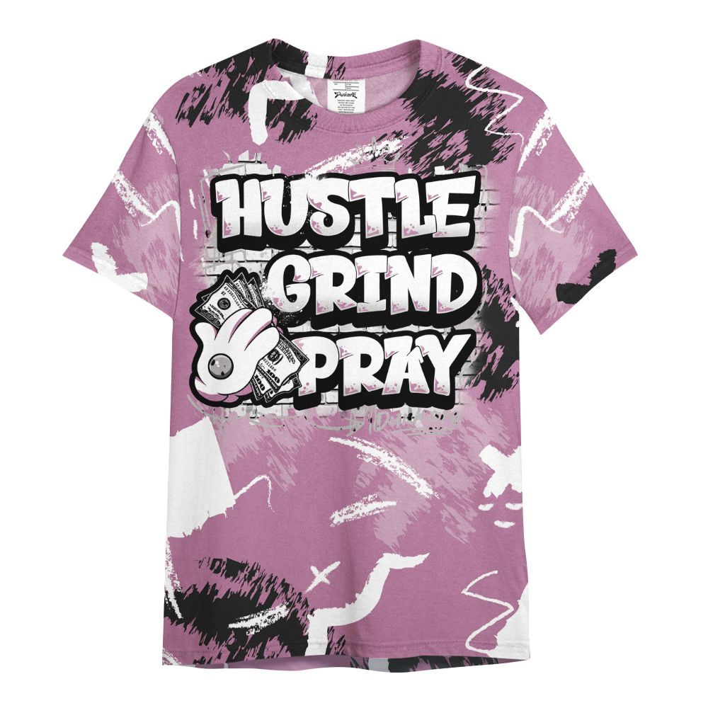 Shirt To Match Neutral Grey Black White Orchid 4s - Hustle Grind Pray Graphic Street Style All Over Print