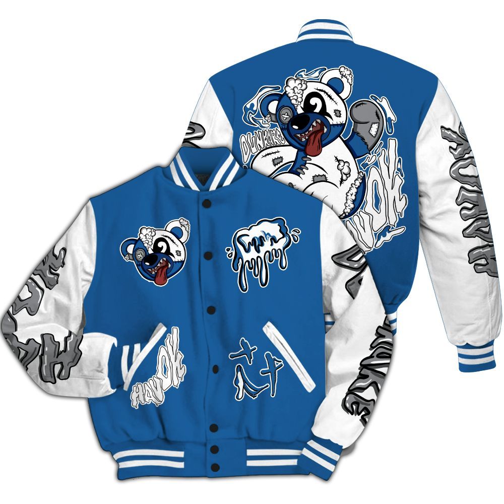 Varsity Jacket To Match French Blue 13s - Havok Bear All Over Print