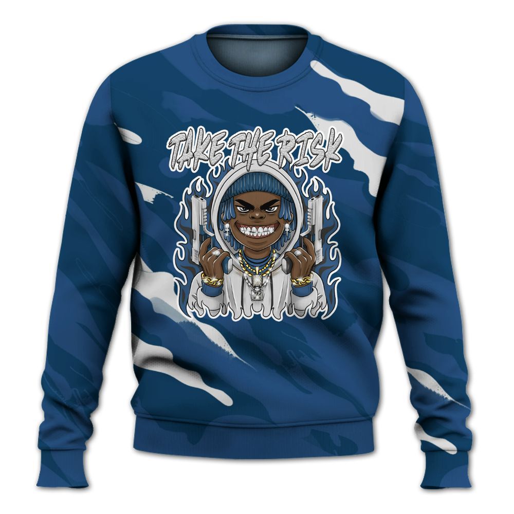 Sweatshirt To Match High OG Midnight Navy 1s - Take The Risk Colored All Over Print