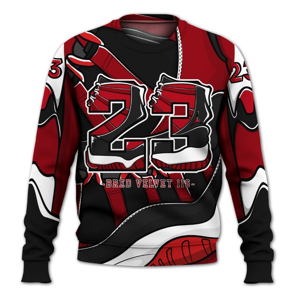 Sweatshirt To Match Bred Velvet 11s - Number 23 Style 11s All Over Print