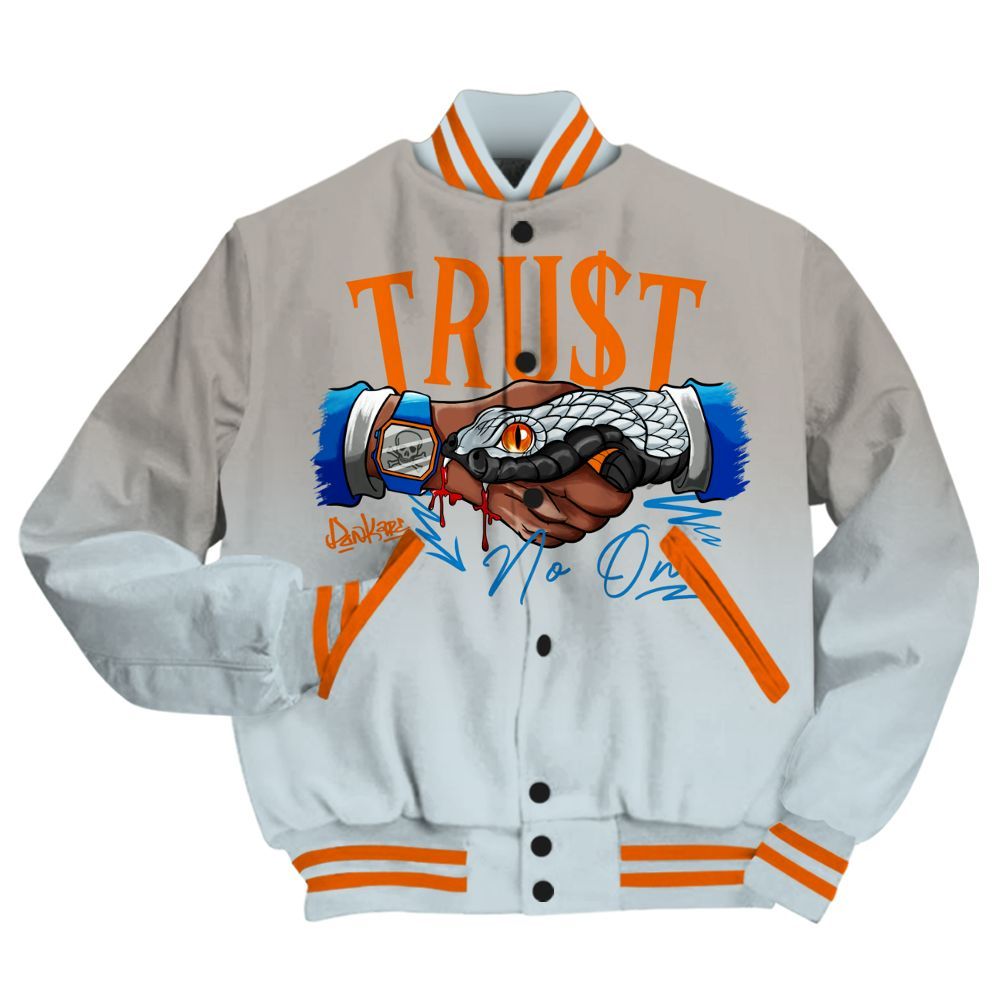 Varsity Jacket To Match Retro High OG Alaska 1s - Trust No One Drip All Over Print