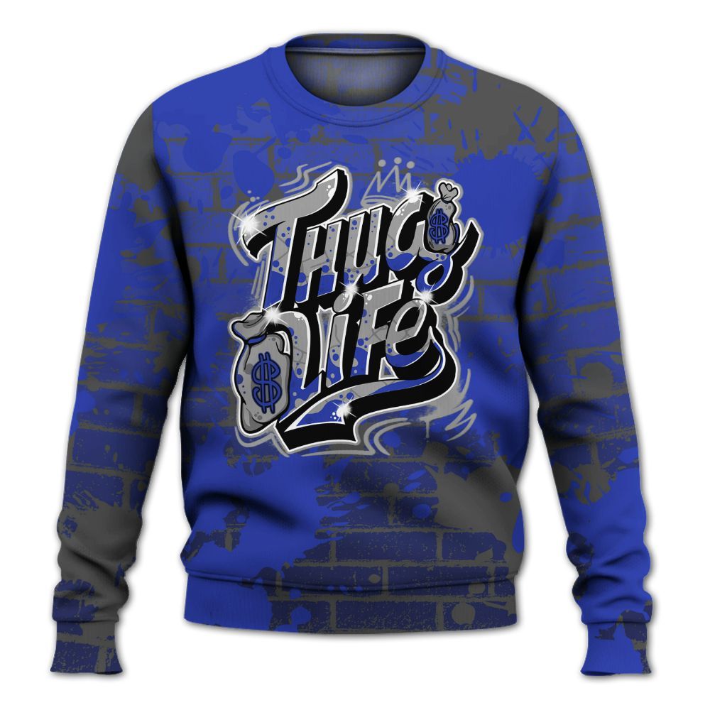 Sweatshirt To Match Air Max Plus Black Racer Blue - Free Thug Living Graphic Brick Art All Over Print