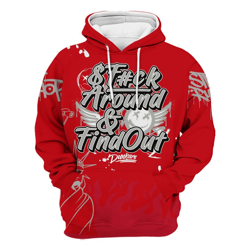 Hoodie To Match Air Griffey Max Gray Reds 1s - Graphic Fck Around Find Out All Over Print