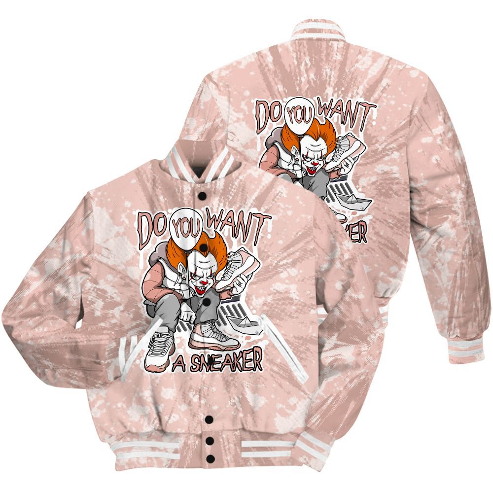 Varsity Jacket To Match Low Legend Pink 11s Shirt - Clown Scary Sneakers Graphic Halloween All Over Print