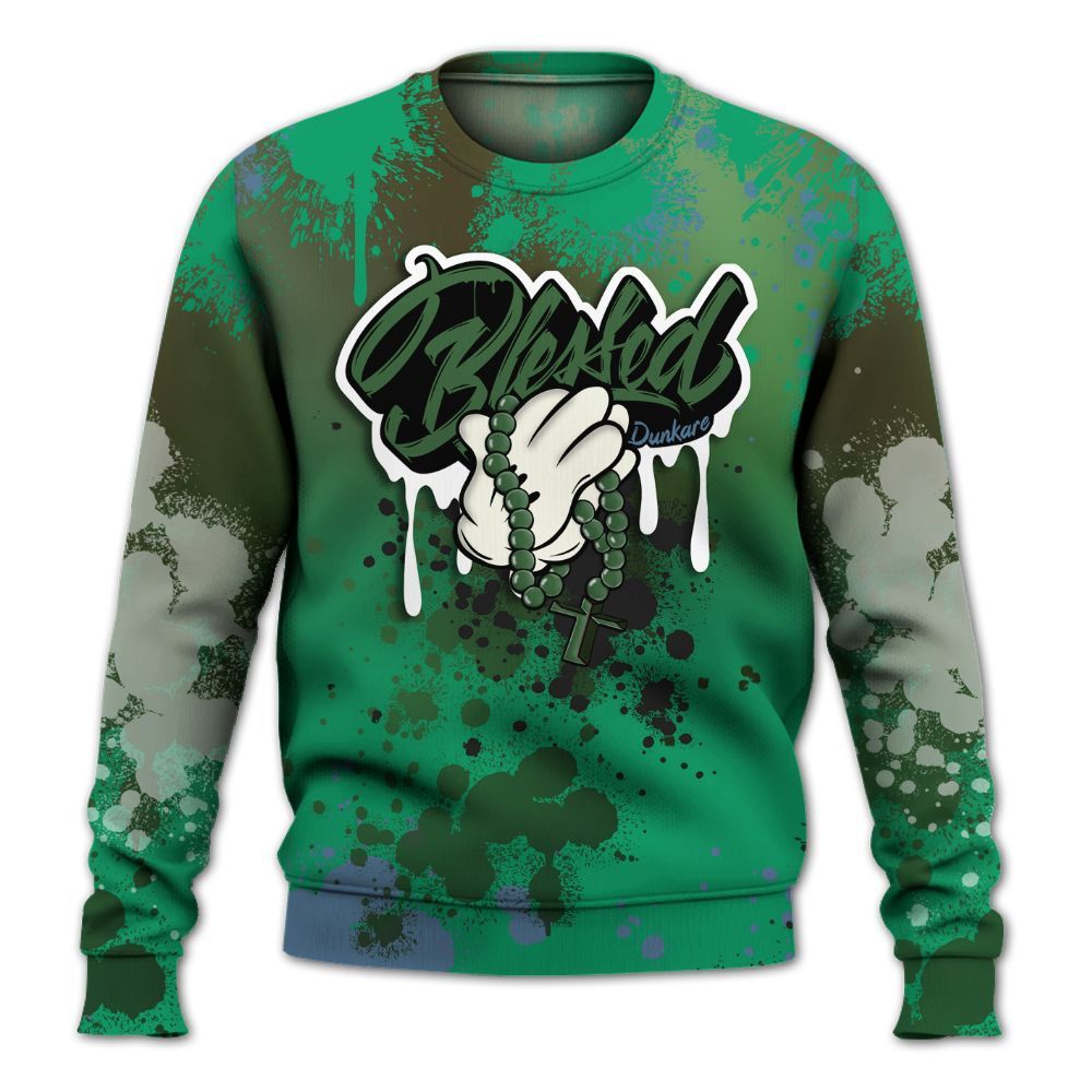 Sweatshirt To Match Foamposite Pro Pine Green 2025 - God Blessed Ink Drip All Over Print