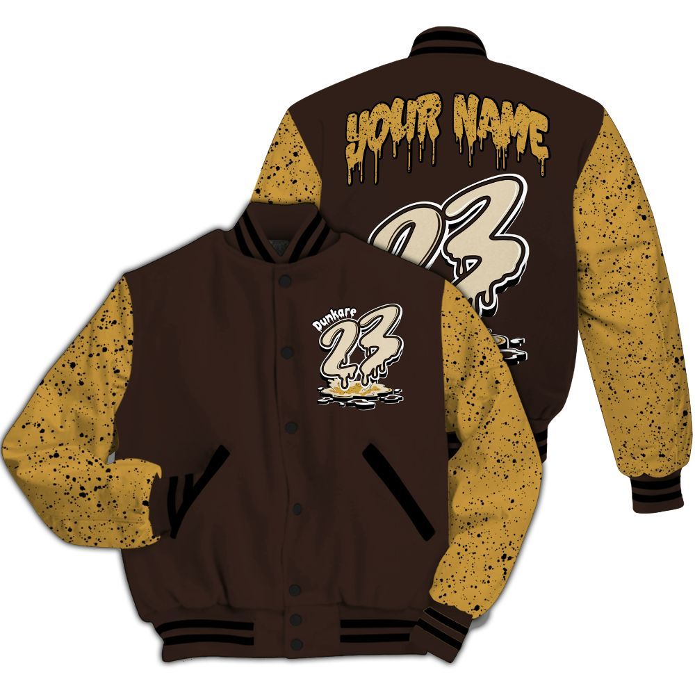Varsity Jacket To Match 2025 Retro Earth 5s - Custom Name 23 Drip All Over Print