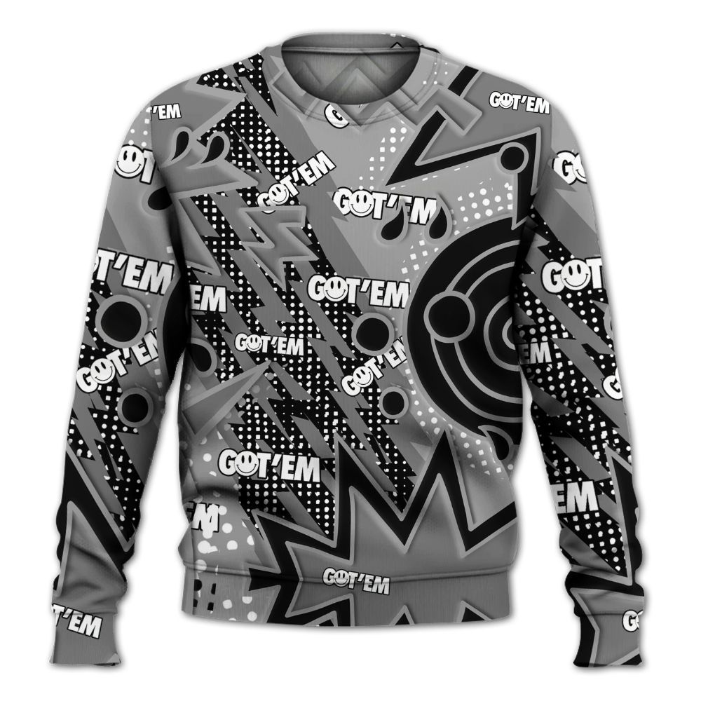 Sweatshirt To Match Black Wolf Grey 12s - Retro Vintage 90s All Over Print