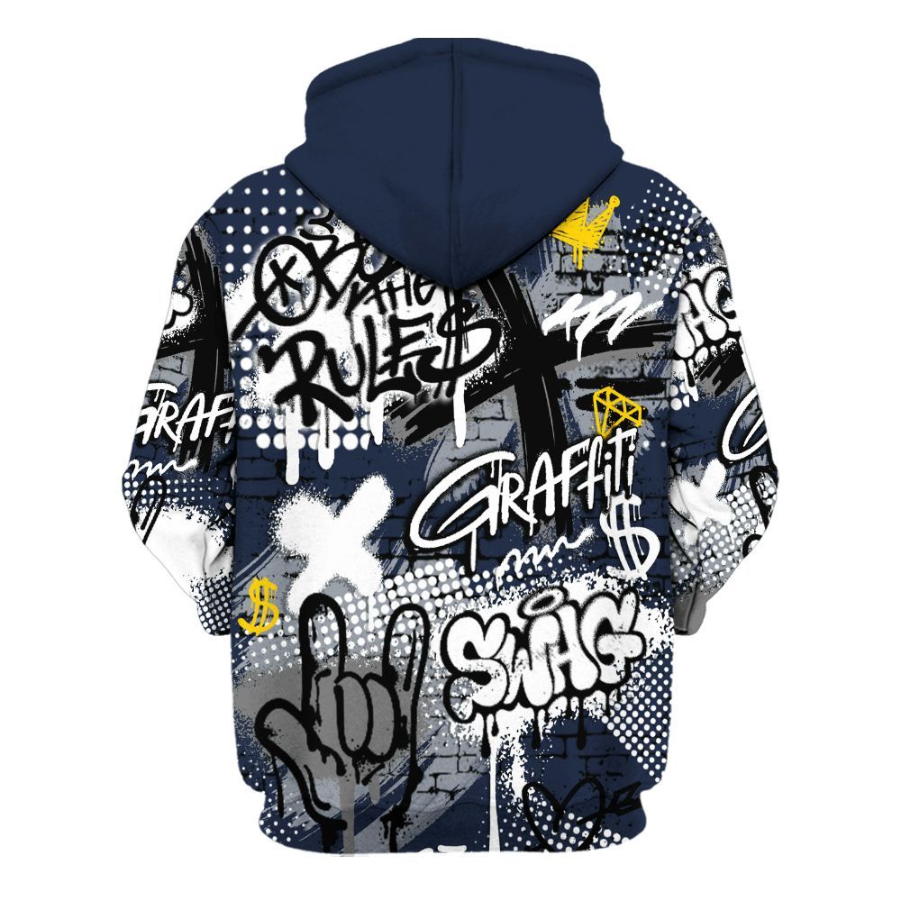 Hoodie To Match Dunk Low White Midnight Navy - True It Real Graffiti Streetwear All Over Print