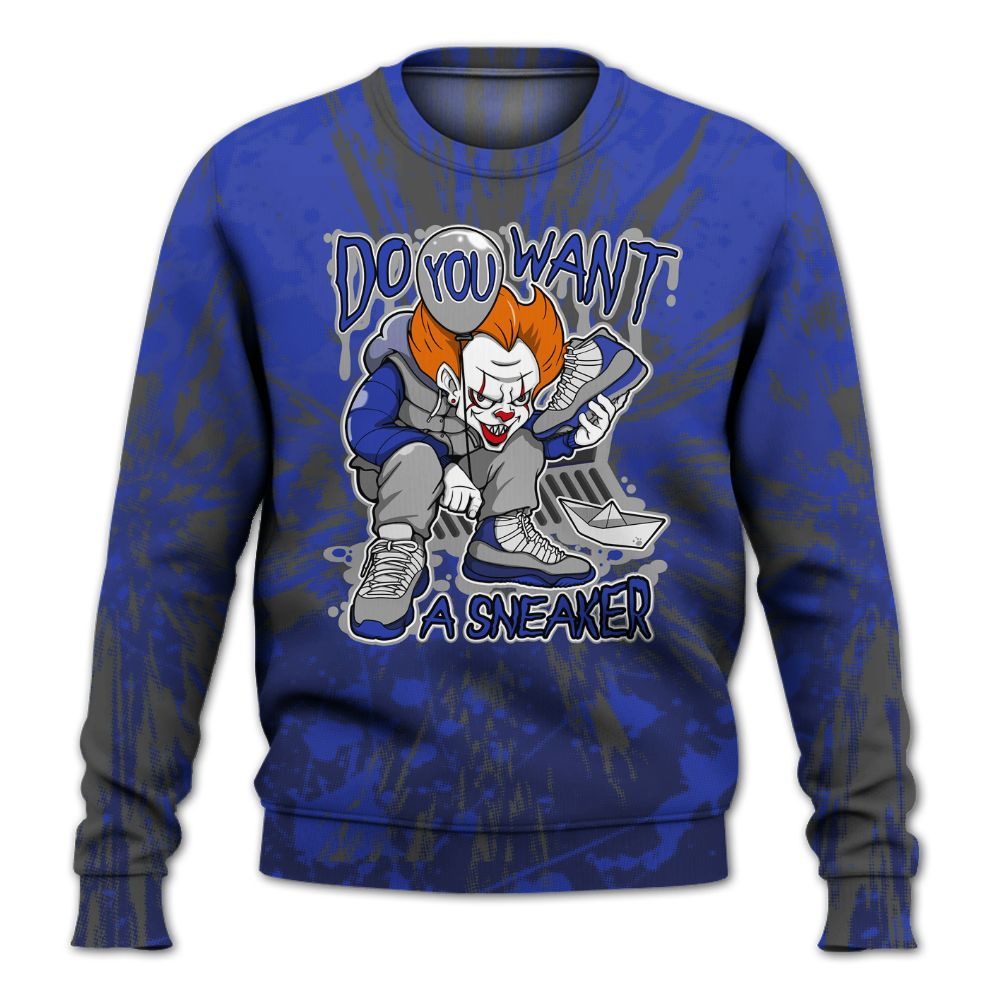 Sweatshirt To Match Air Max Plus Black Racer Blue - Clown Scary Sneakers Graphic Halloween All Over Print